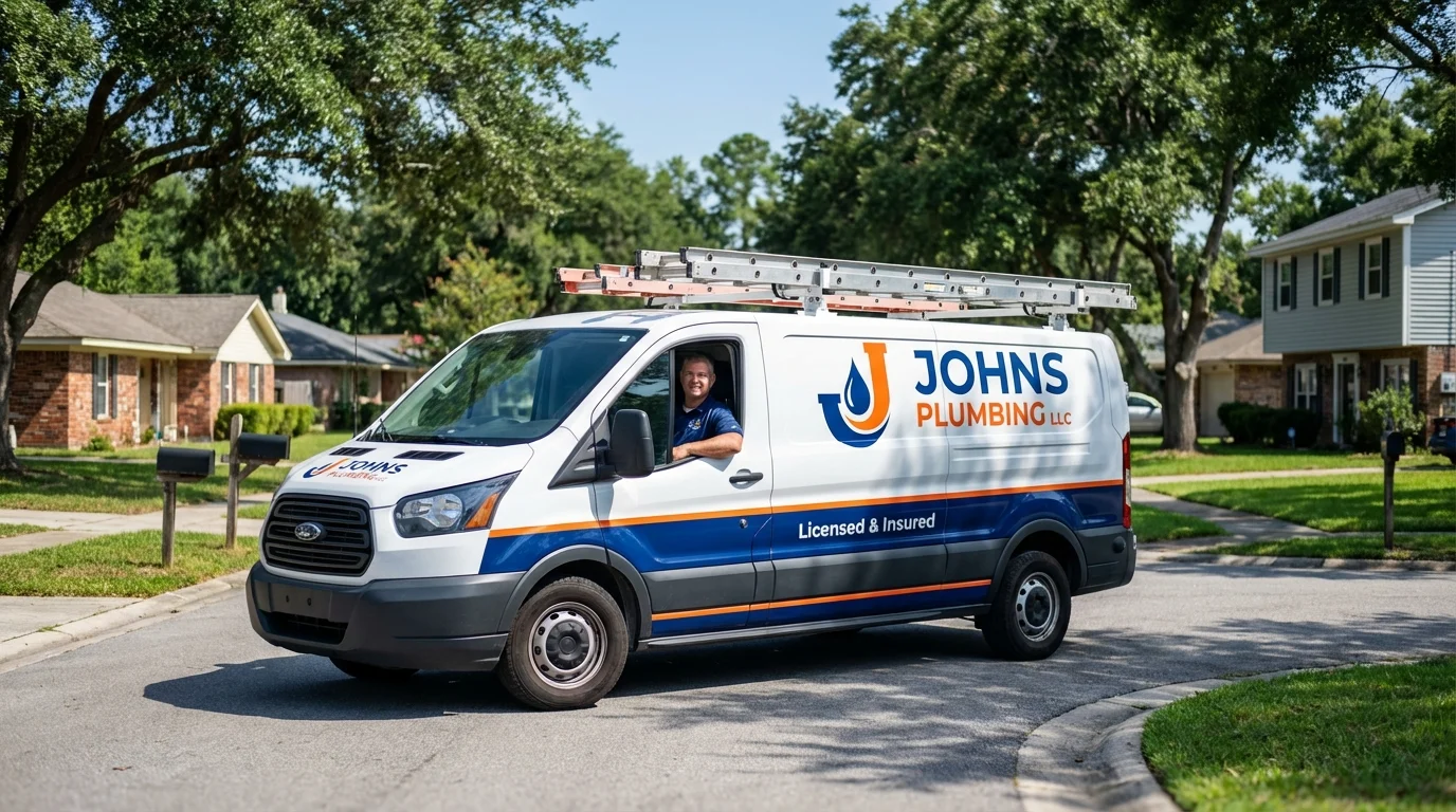 Johns Plumbing LLC service van in Charleston, MO