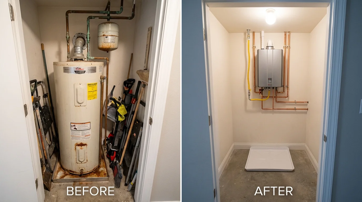 Tank water heater versus wall-mounted tankless unit comparison for Charleston, MO homeowners